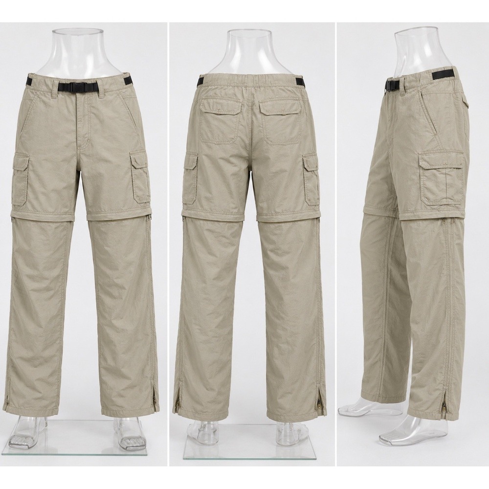REI Pants Mens Large Beige Convertible Cargo Hiking Fishing Camping Tan 34/30